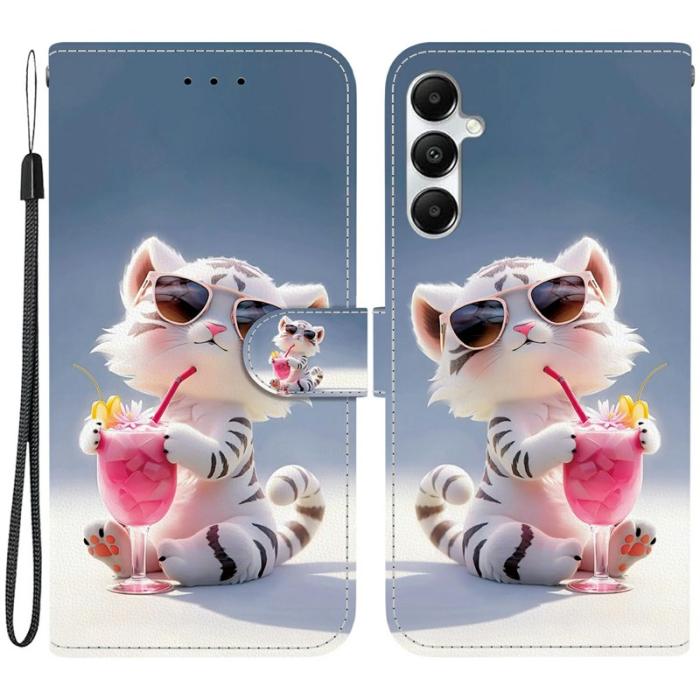 OEM - Samsung Galaxy A35 5G Fodral Mönstertryck Anti-Drop Äkta Läder - Cartoon Tiger