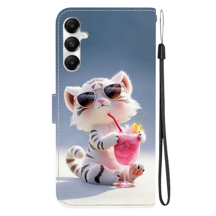 OEM - Samsung Galaxy A35 5G Fodral Mönstertryck Anti-Drop Äkta Läder - Cartoon Tiger