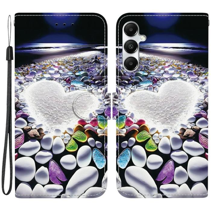 OEM - Samsung Galaxy A35 5G Fodral Mönstertryck Anti-Drop Äkta Läder - Hjärta