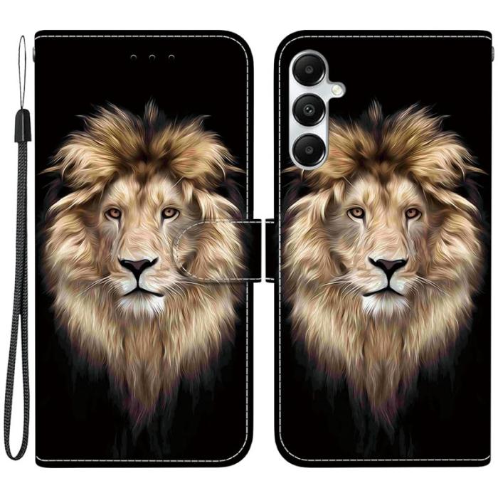 OEM - Samsung Galaxy A35 5G Fodral Mönstertryck Anti-Drop Äkta Läder - Lejonhuvud