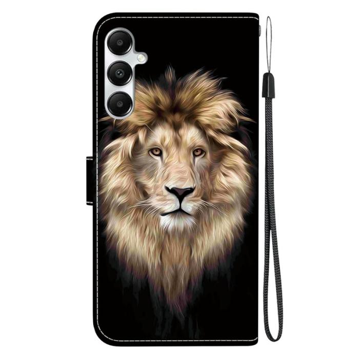 OEM - Samsung Galaxy A35 5G Fodral Mönstertryck Anti-Drop Äkta Läder - Lejonhuvud