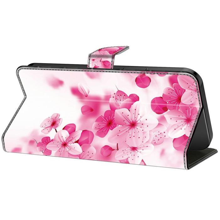 OEM - Samsung Galaxy A35 5G Fodral Mönstertryck Anti-Drop Äkta Läder - Röd Blommor