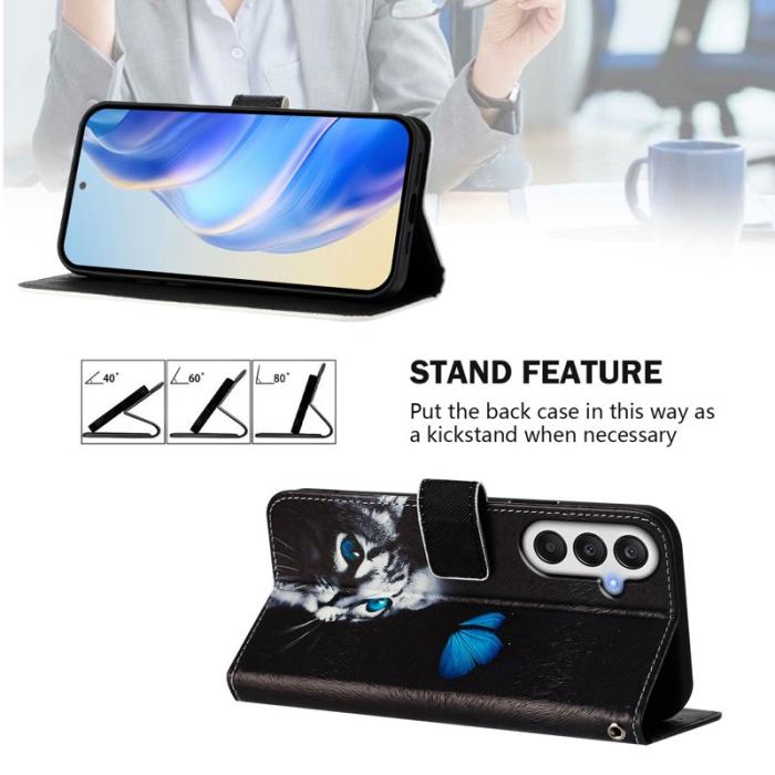 OEM - Samsung Galaxy A35 5G Fodral Mönstertryck - Fjäril Katt