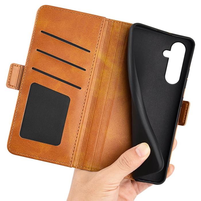 OEM - Samsung Galaxy A35 5G Fodral PU Läder Flip Skydd - Gul