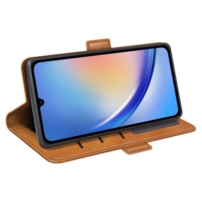 OEM - Samsung Galaxy A35 5G Fodral PU Läder Flip Skydd - Gul