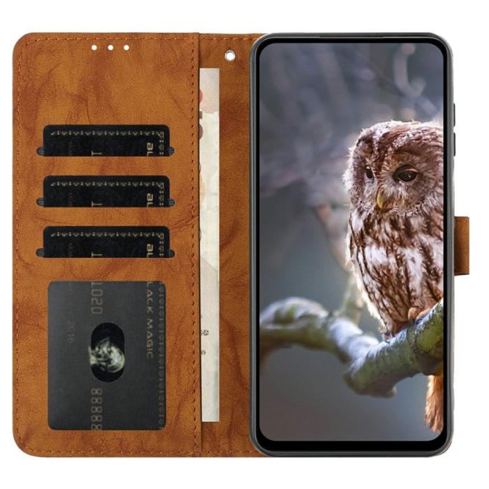 OEM - Samsung Galaxy A35 5G Fodral PU Läder Med Handrem - Brun