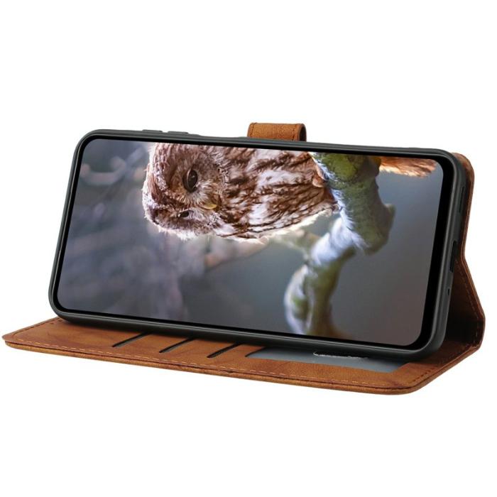 OEM - Samsung Galaxy A35 5G Fodral PU Läder Med Handrem - Brun