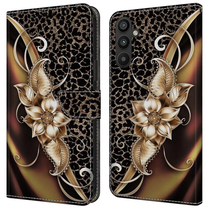 OEM - Samsung Galaxy A35 5G Fodral PU Läder Mönster Magnetisk - Metallblomma