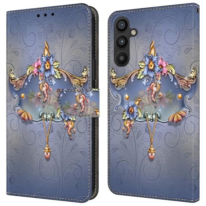 OEM - Samsung Galaxy A35 5G Fodral PU Läder Mönster Magnetisk Stängning - Blommor