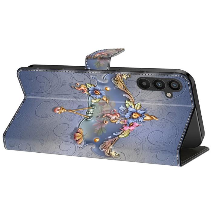 OEM - Samsung Galaxy A35 5G Fodral PU Läder Mönster Magnetisk Stängning - Blommor