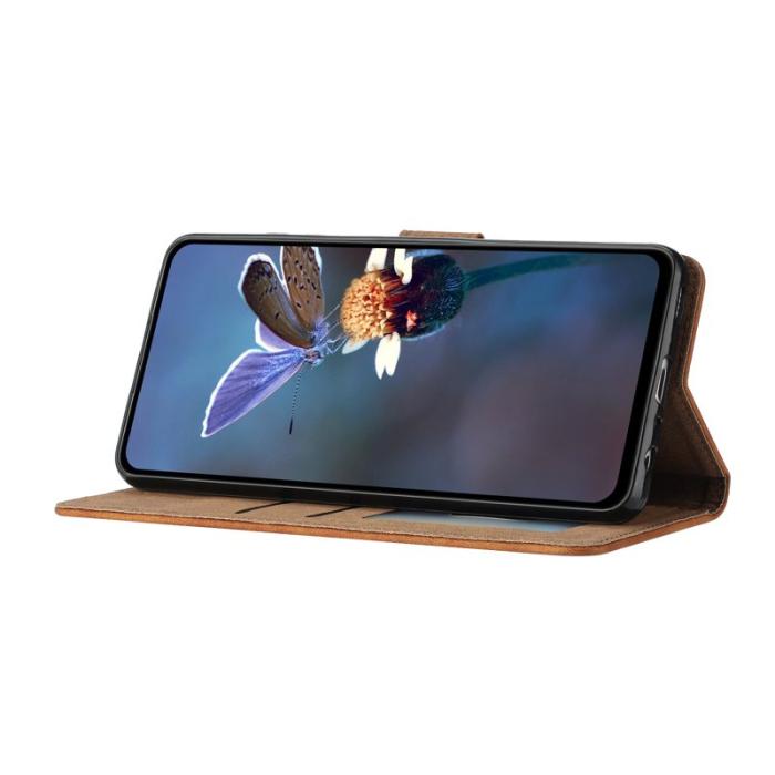 OEM - Samsung Galaxy A35 5G Fodral PU Läder Ställ Butterfly - Brun