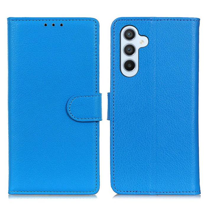 OEM - Samsung Galaxy A35 5G Fodral PU Läder Ställ Card Slot Skydd - Blå
