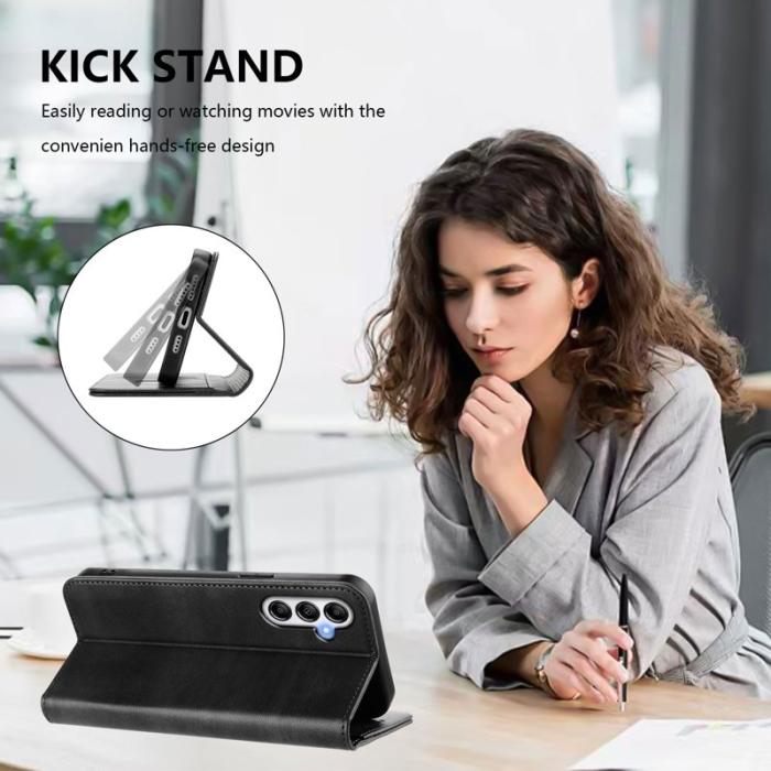 OEM - Samsung Galaxy A35 5G Fodral Retro Textur RFID Skydd - Svart