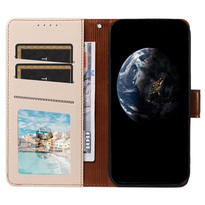 OEM - Samsung Galaxy A35 5G Fodral RFID Skydd Konstläder Flip - Aprikos