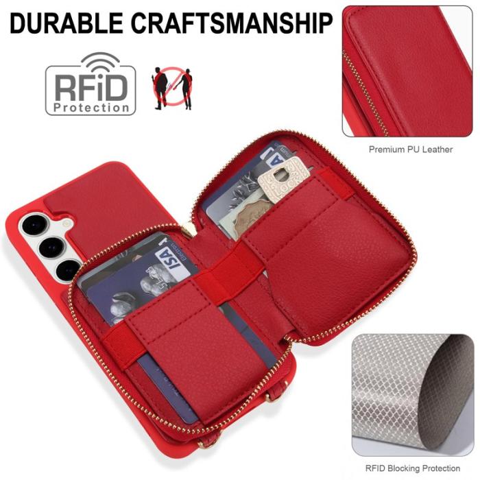 OEM - Samsung Galaxy A35 5G Fodral RFID Skydd Läder + Plast - Röd