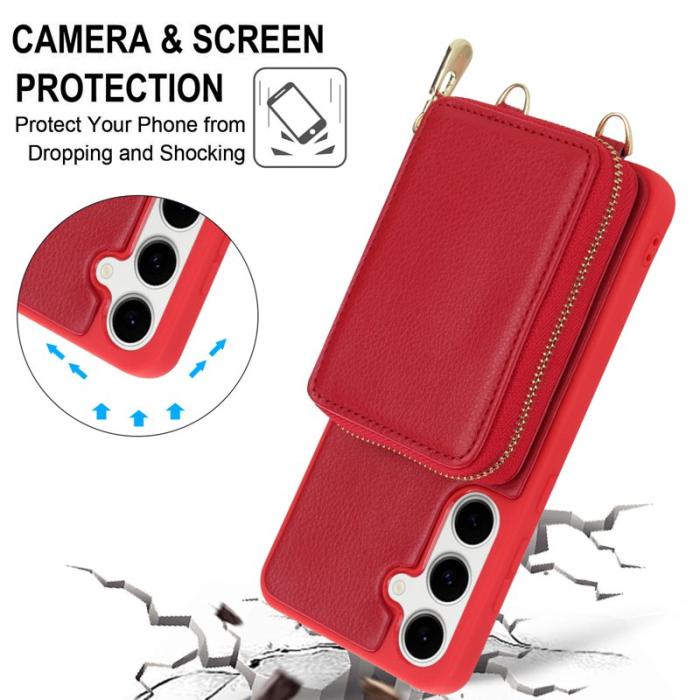 OEM - Samsung Galaxy A35 5G Fodral RFID Skydd Läder + Plast - Röd