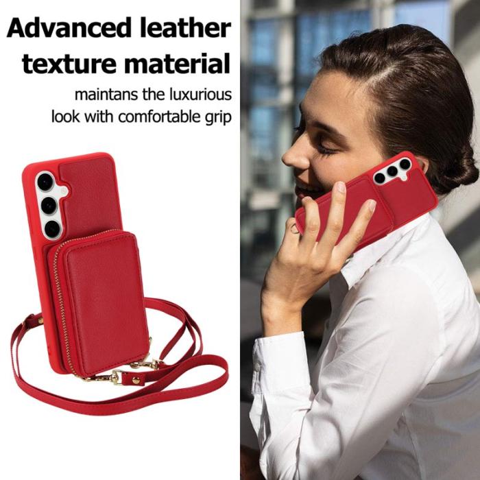 OEM - Samsung Galaxy A35 5G Fodral RFID Skydd Läder + Plast - Röd