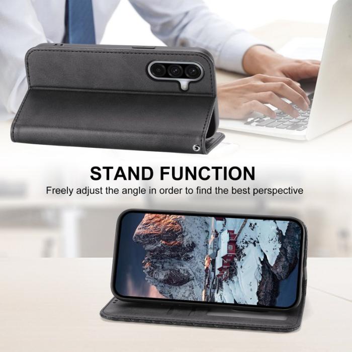 OEM - Samsung Galaxy A35 5G Fodral Splicing Rhombus PU Läder - Svart