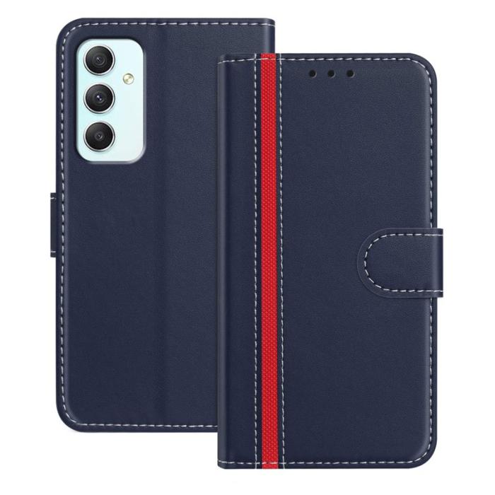 OEM - Samsung Galaxy A35 5G Fodral Ställ Läder Magnetlås - Blå