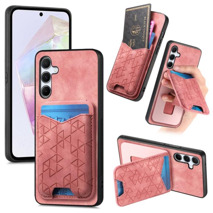 OEM - Samsung Galaxy A35 5G Plånboksfodral Äkta Läder Med Ställ - Rosa