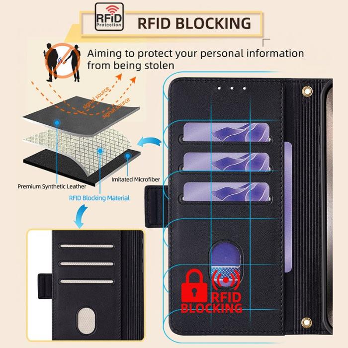 OEM - Samsung Galaxy A35 5G Plånboksfodral Äkta Läder RFID Skydd - Svart