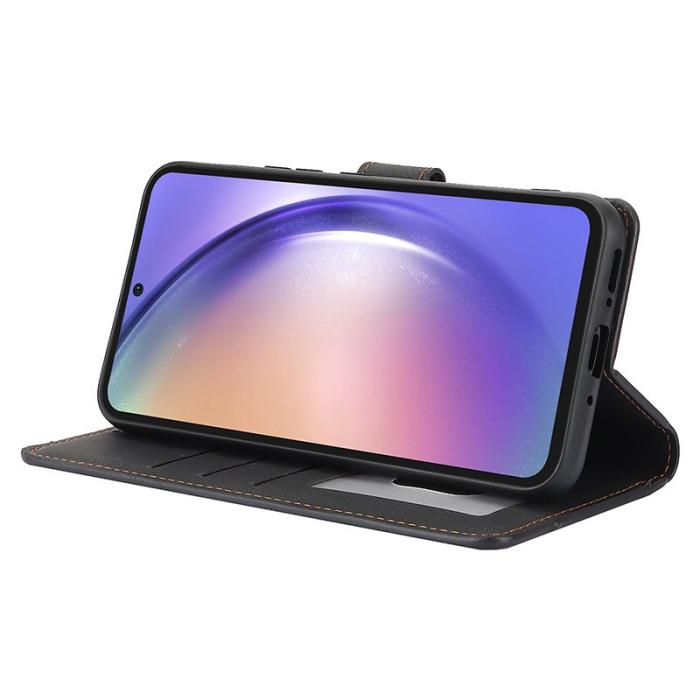 OEM - Samsung Galaxy A35 5G Plånboksfodral Äkta Läder Ställ - Svart