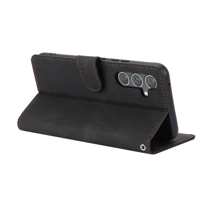 OEM - Samsung Galaxy A35 5G Plånboksfodral Äkta Läder Ställ - Svart