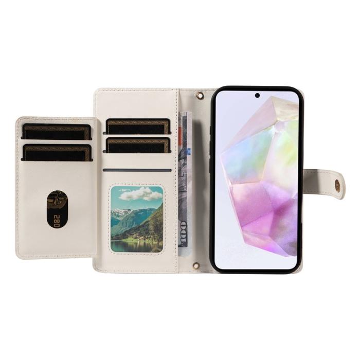 OEM - Samsung Galaxy A35 5G Plånboksfodral Äkta Läder Ställfunktion - Vit