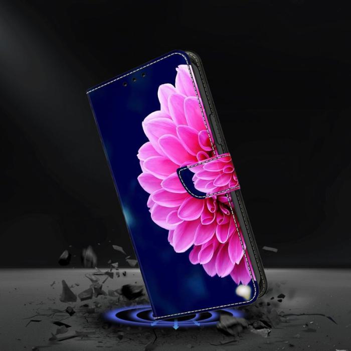 OEM - Samsung Galaxy A35 5G Skal 3D Mönstertryck Konstläder - Rosa Blommor