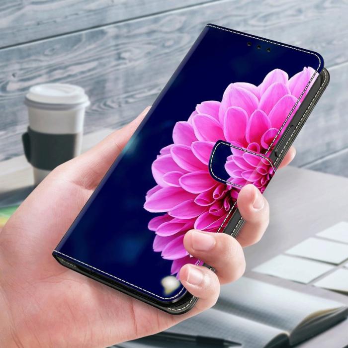 OEM - Samsung Galaxy A35 5G Skal 3D Mönstertryck Konstläder - Rosa Blommor