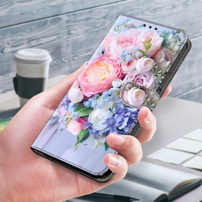 OEM - Samsung Galaxy A35 5G Skal Äkta Läder 3D Mönster - Färgglad Blomma