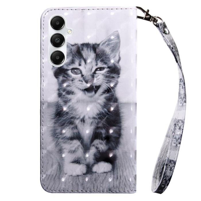 OEM - Samsung Galaxy A35 5G Skal Äkta Läder 3D-Mönster - Katt