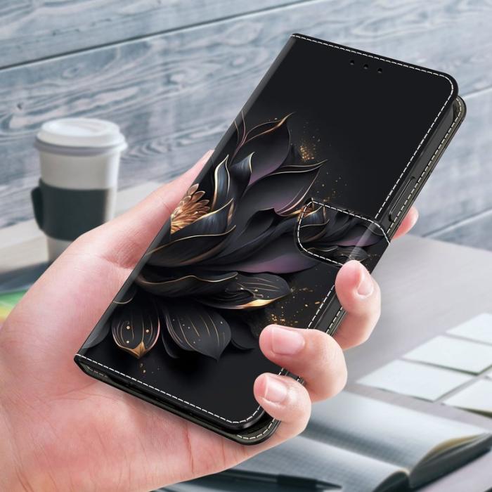 OEM - Samsung Galaxy A35 5G Skal Äkta Läder 3D Mönster - Lila Lotus