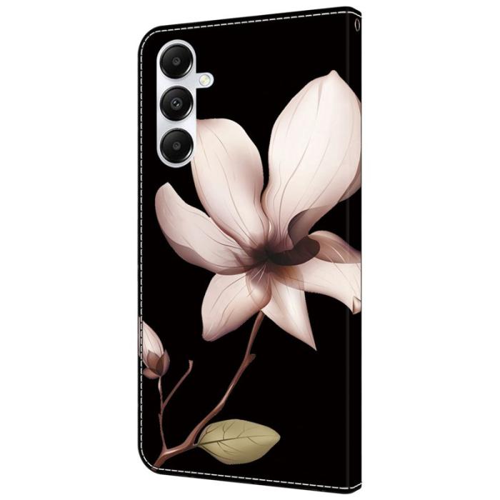 OEM - Samsung Galaxy A35 5G Skal Äkta Läder 3D Mönster - Rosa Blomma