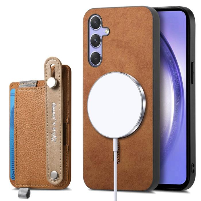 OEM - Samsung Galaxy A35 5G Skal Äkta Läder Magnetiskt - Brun