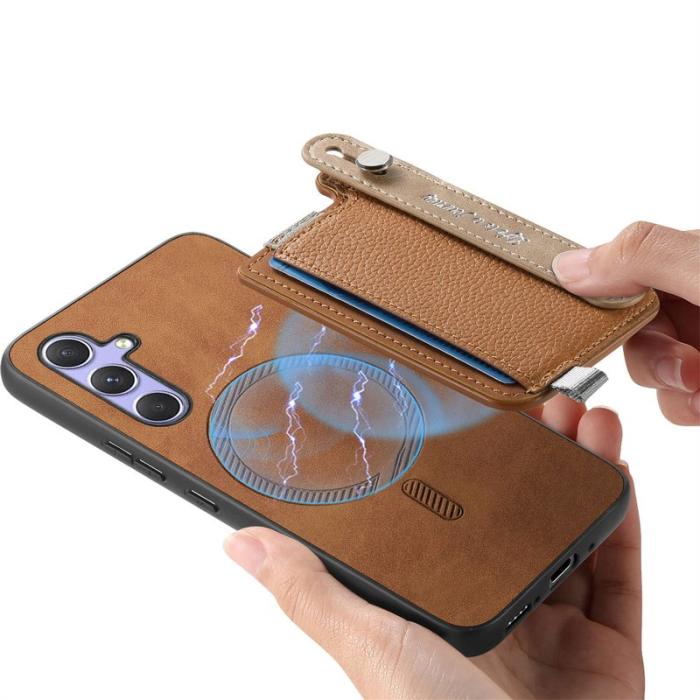 OEM - Samsung Galaxy A35 5G Skal Äkta Läder Magnetiskt - Brun