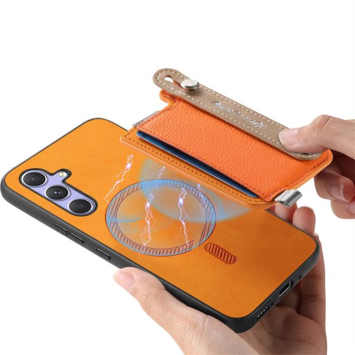OEM - Samsung Galaxy A35 5G Skal Äkta Läder Magnetiskt - Orange
