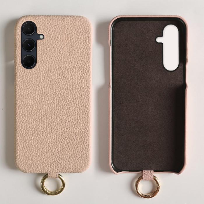 OEM - Samsung Galaxy A35 5G Skal Äkta Läder PC Bakcover - Rosa