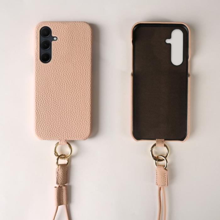 OEM - Samsung Galaxy A35 5G Skal Äkta Läder PC Bakcover - Rosa