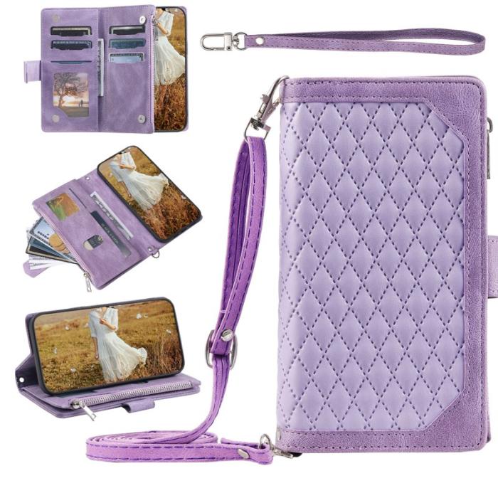 OEM - Samsung Galaxy A35 5G Skal Äkta Läder Rhombus Textur - Lila