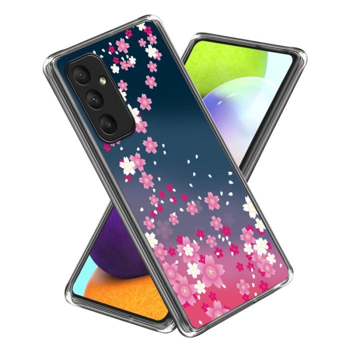 OEM - Samsung Galaxy A35 5G Skal Anti-Drop Mönster TPU - Rosa Blommor