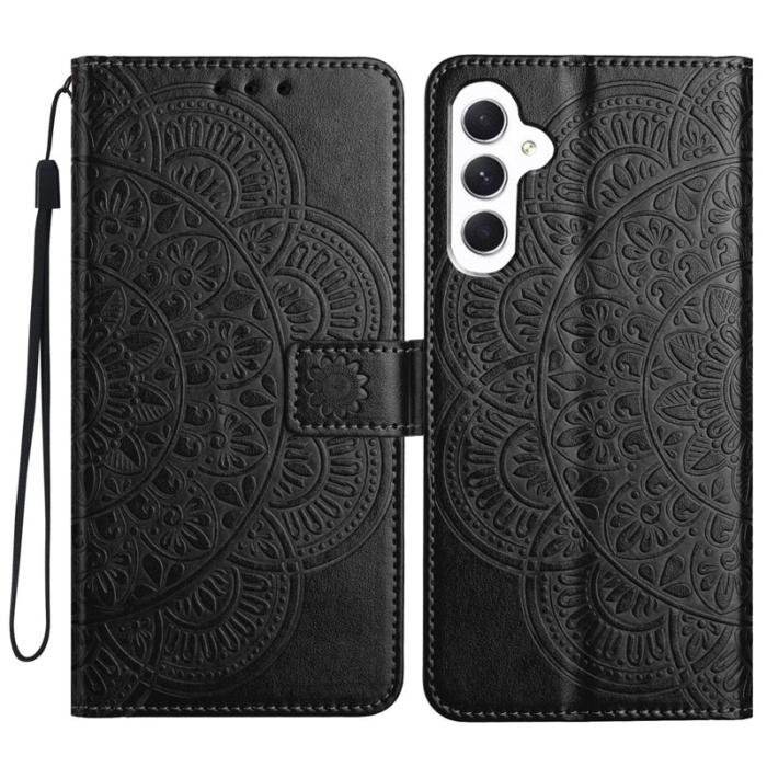 OEM - Samsung Galaxy A35 5G Skal Blommönster Full Skydd - Svart