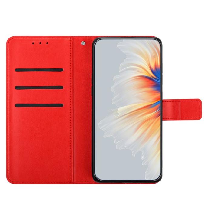 OEM - Samsung Galaxy A35 5G Skal Blommönster Impräntad Flip Ställ - Röd