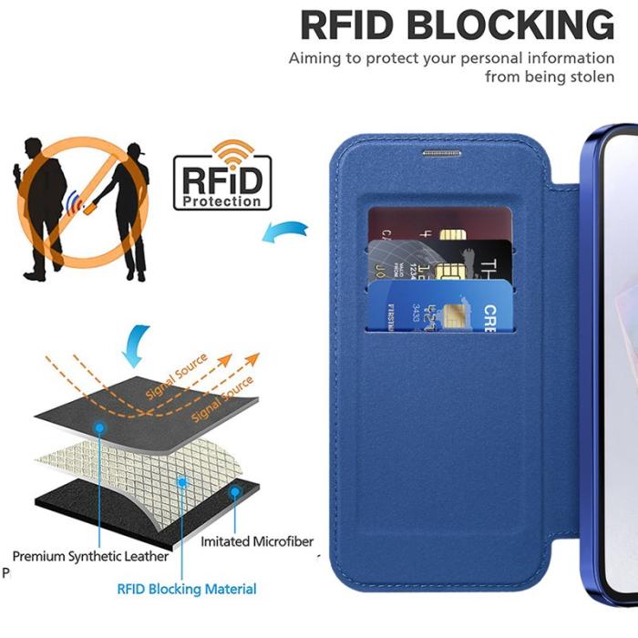 OEM - Samsung Galaxy A35 5G Skal Electroplätering RFID Skydd - Safir