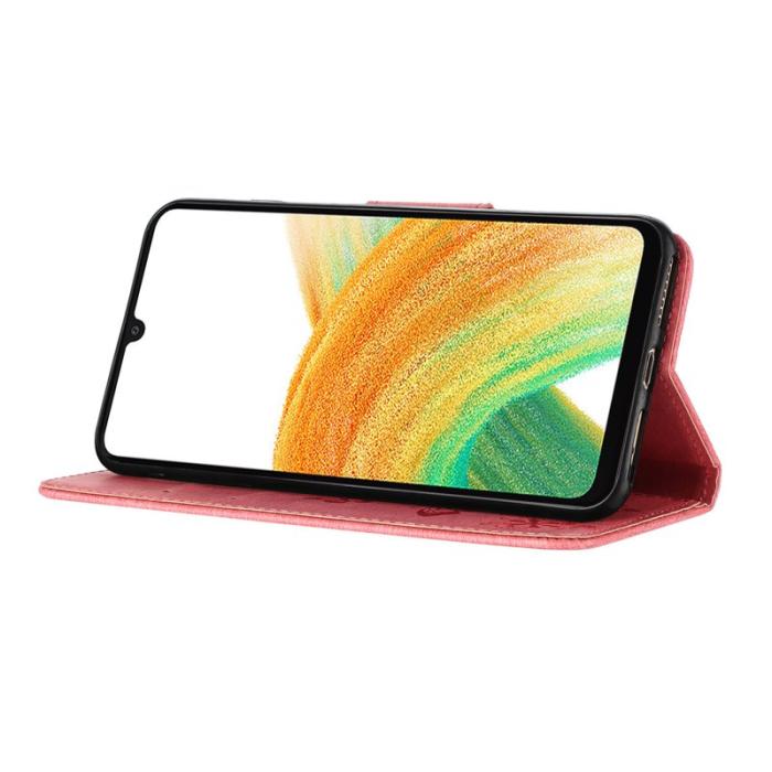 OEM - Samsung Galaxy A35 5G Skal Fällbart Ställ PU Läder - Rosa