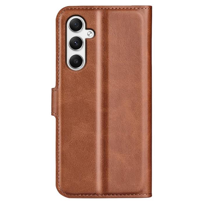 OEM - Samsung Galaxy A35 5G Skal Flip Stöttåligt Konstläder - Ljusbrun