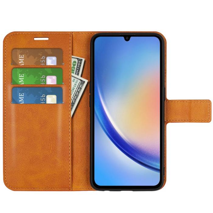 OEM - Samsung Galaxy A35 5G Skal Flip Stöttåligt PU Läder - Gul