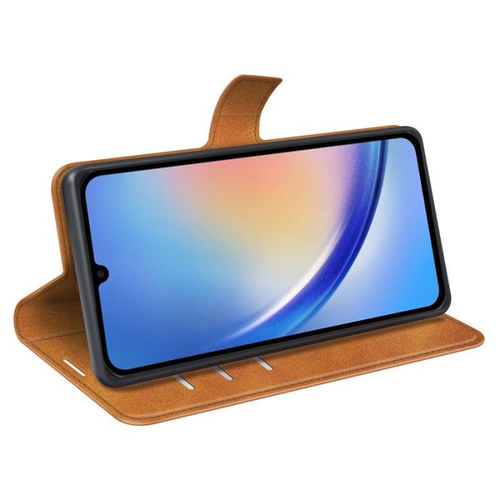 OEM - Samsung Galaxy A35 5G Skal Flip Stöttåligt PU Läder - Gul