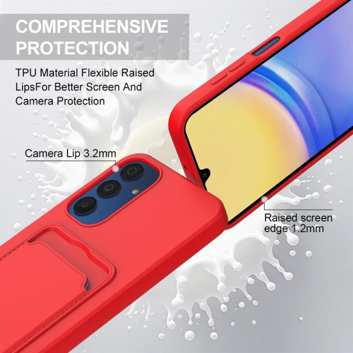 OEM - Samsung Galaxy A35 5G Skal Flytande Silikon Med Kortfack - Röd