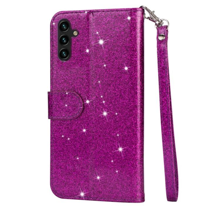 OEM - Samsung Galaxy A35 5G Skal Glitter Ställ Läder Drop-skydd - Lila